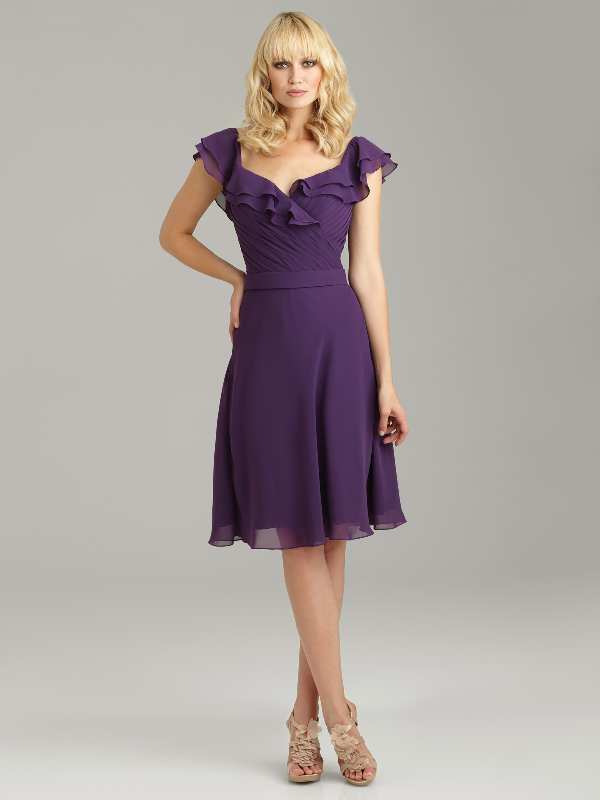 Purple chiffon bridesmaid dress