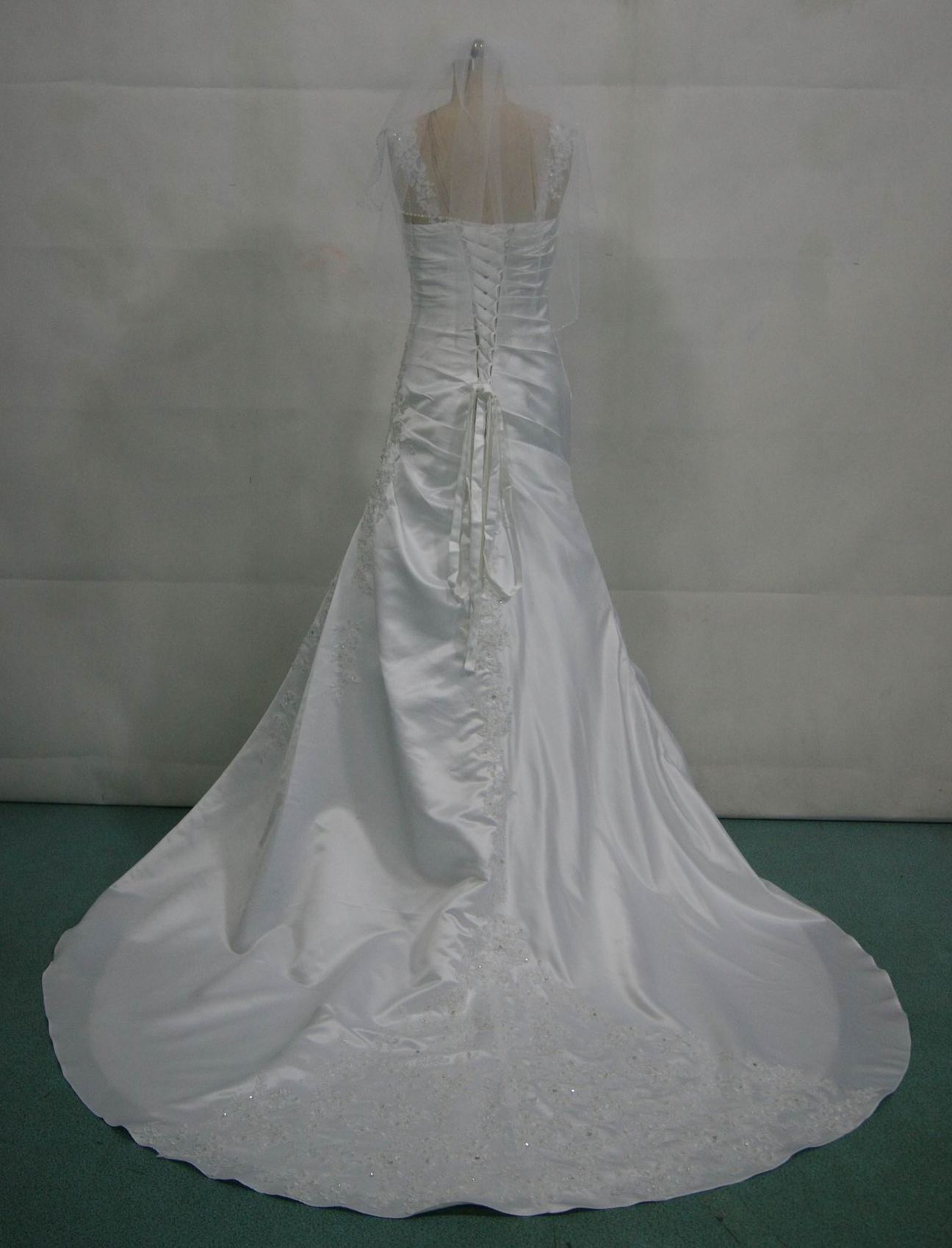 ruched asymmetrically wedding gown