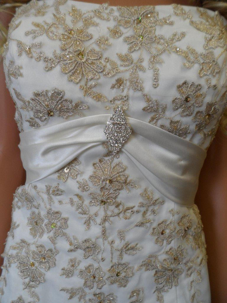 light ivory appliqued wedding gown