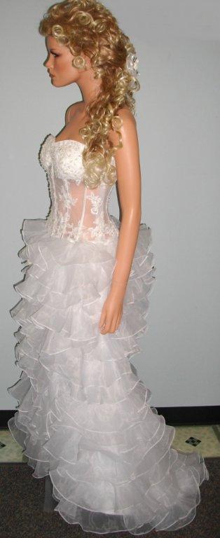 see thru corset wedding gown organza tiered skirt