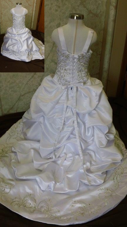 white and silver mini wedding gown