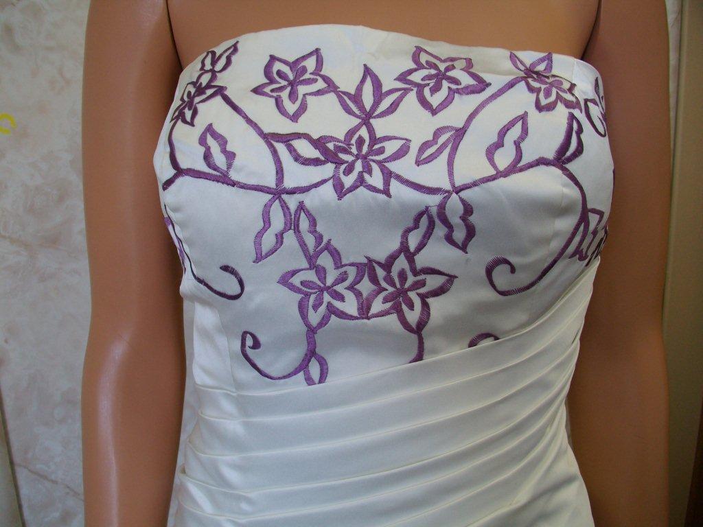 ivory strapless bodice with grape embroidery