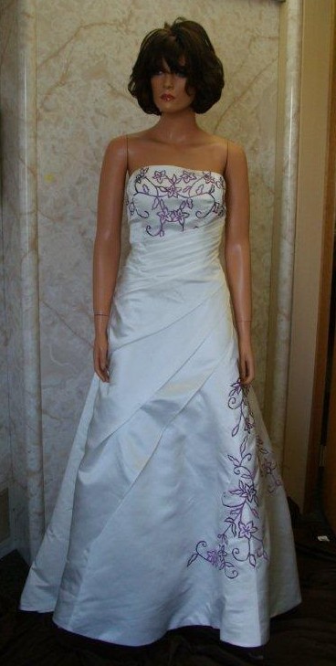 ivory and grape colored wedding dresses