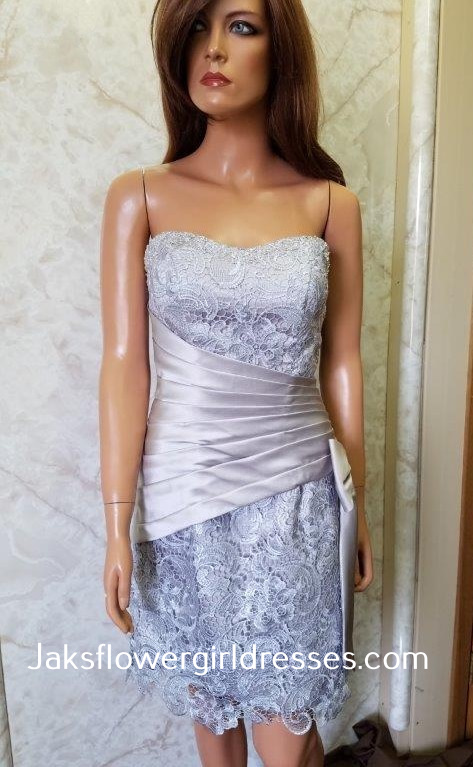 short silver wedding dress