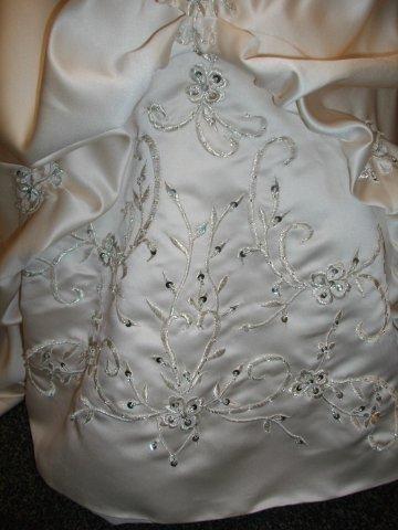 ivory and silver embroidery on ivory flower girl dress