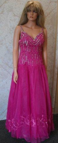 Pink long beaded prom dress