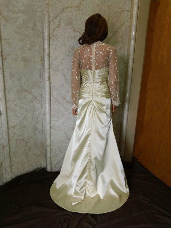 silk and lace long sleeve bridal gown