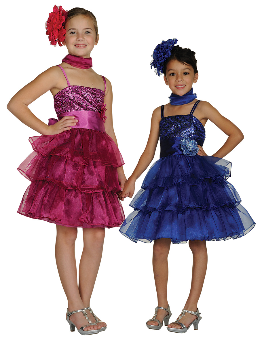raspberry and blue ruffle layer dresses