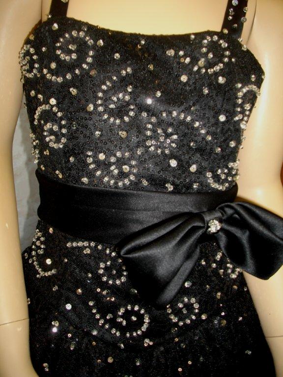 black and silver sequin ball gown
