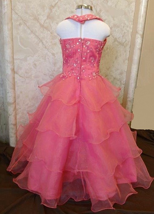 tiered organza pageant gown