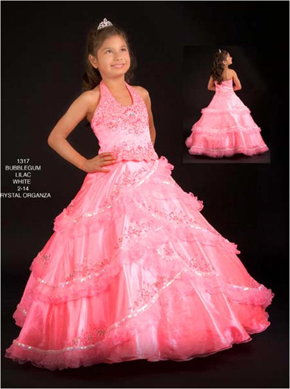 pink sequin ball gown