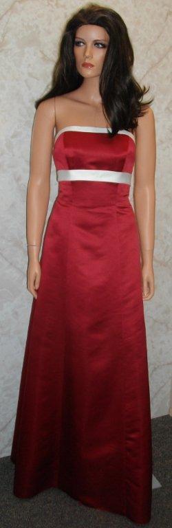 apple red dress with light ivory sash