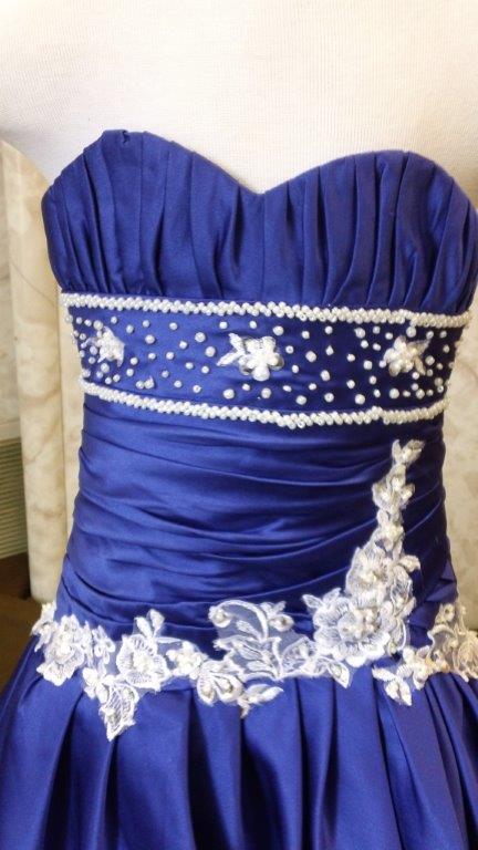 blue and white flower girl dresses