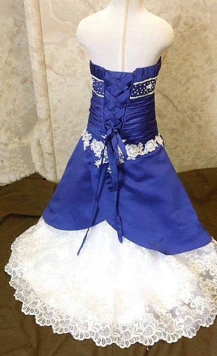 blue and white flower girl dresses