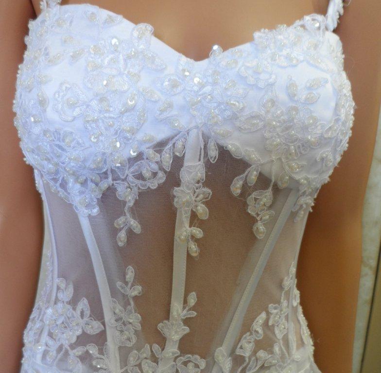 white silk see through corset bodice