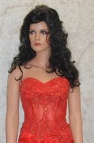 red prom dress with see through corset