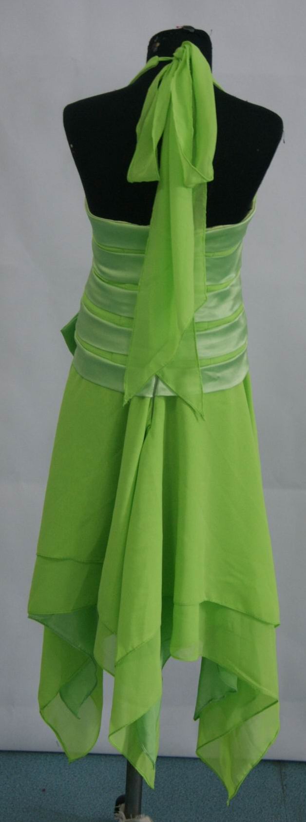 lime green halter dress with handkerchief hem