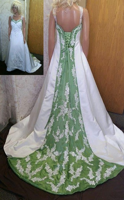 ivory and green wedding dress