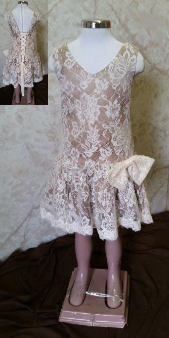 Lace tea-length cowgirl flower girl dresses