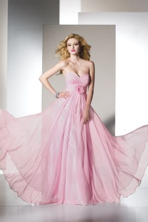 pink long flowing chiffon dresses