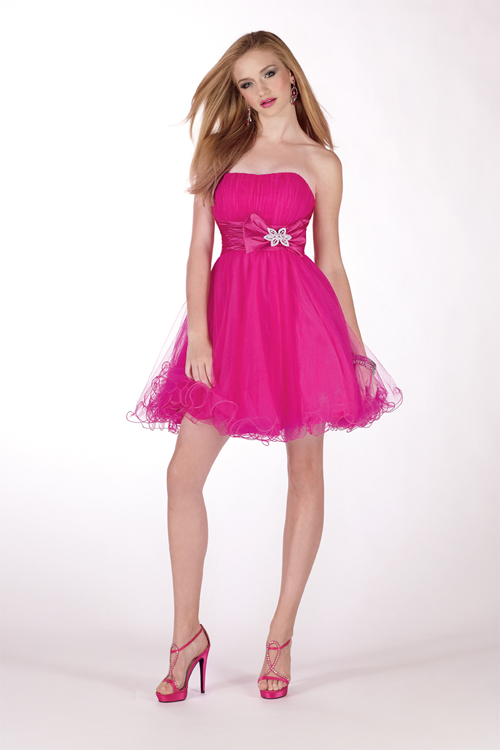 pink mini skirt prom dress