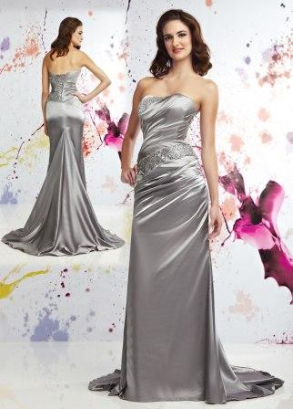 silver silk gown