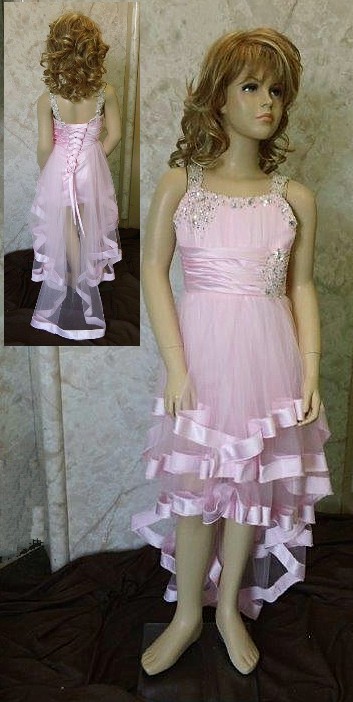 High low pageant dress with sheer skirt