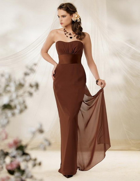 Long brown bridesmaid dress