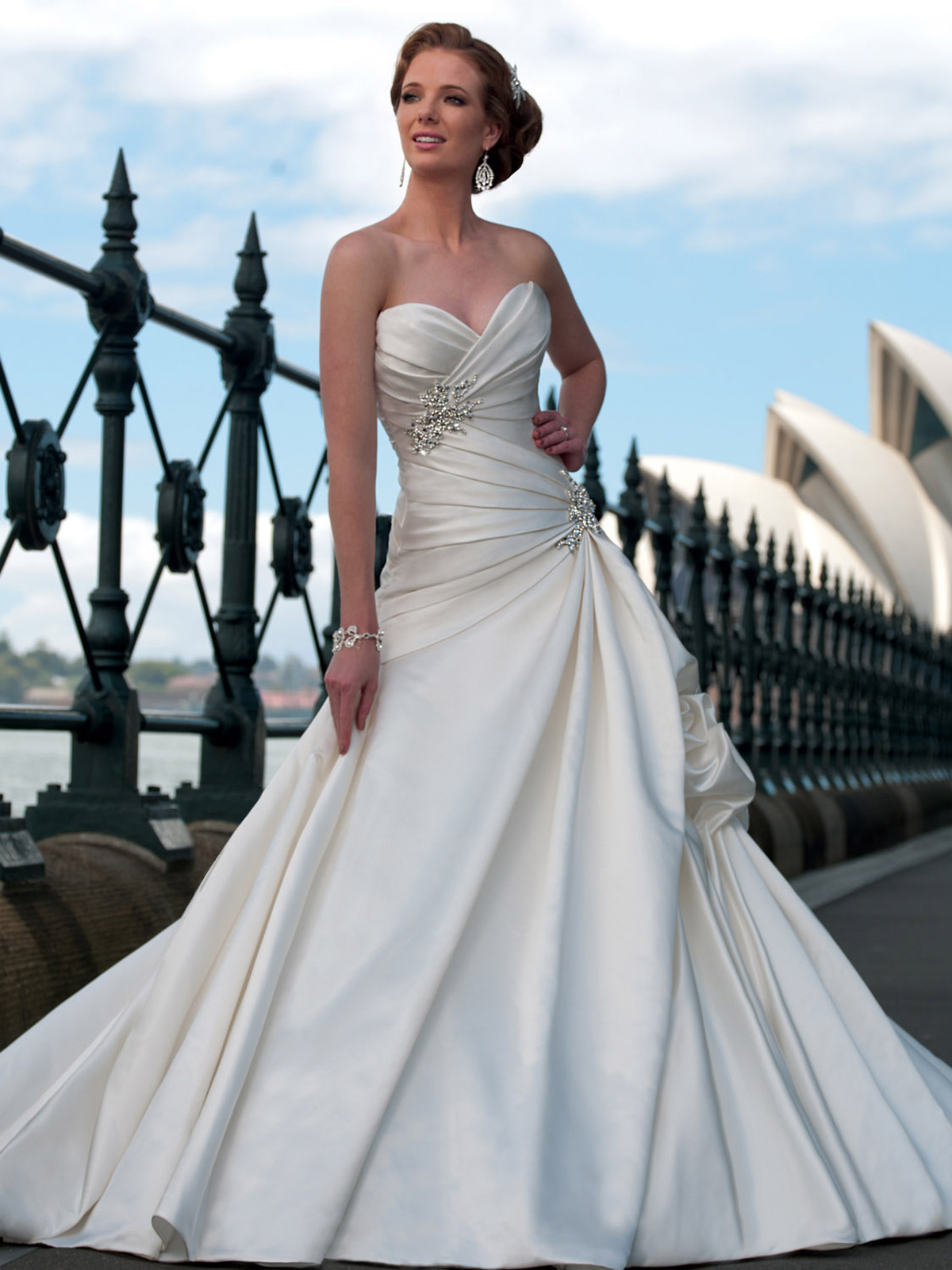satin fitted sweetheart wedding gown