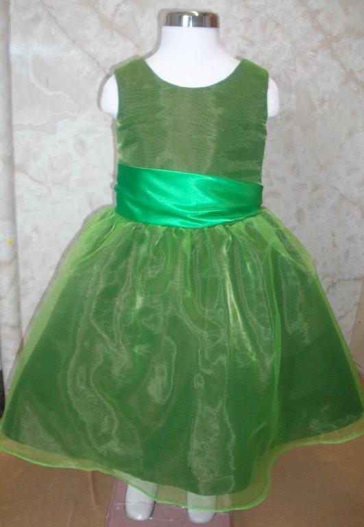 green infant flower girl dress