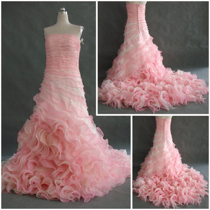 Pink ruffle prom dress