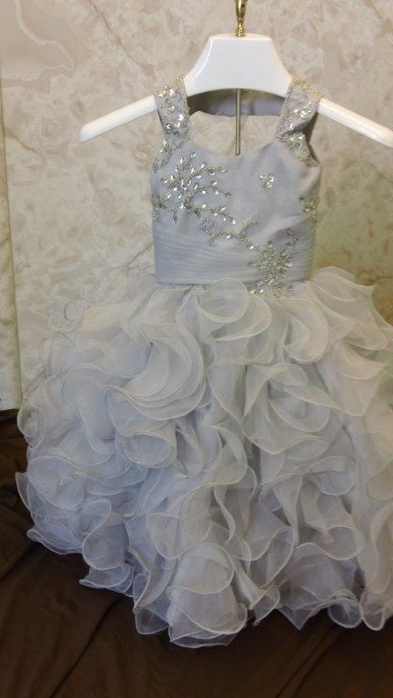 silver infant wedding dress