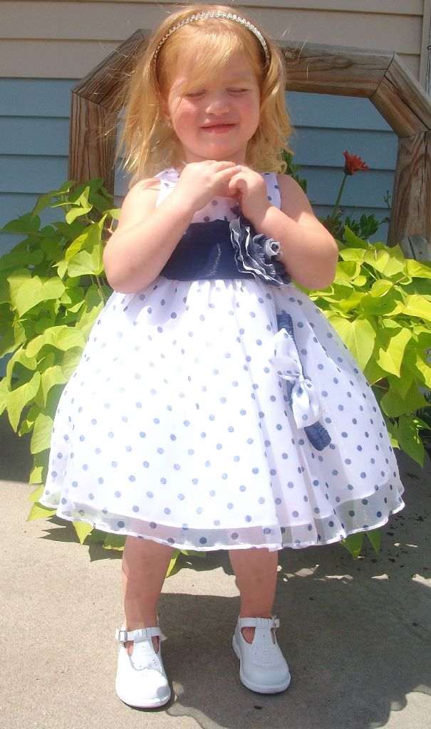 blue white polka dot dress