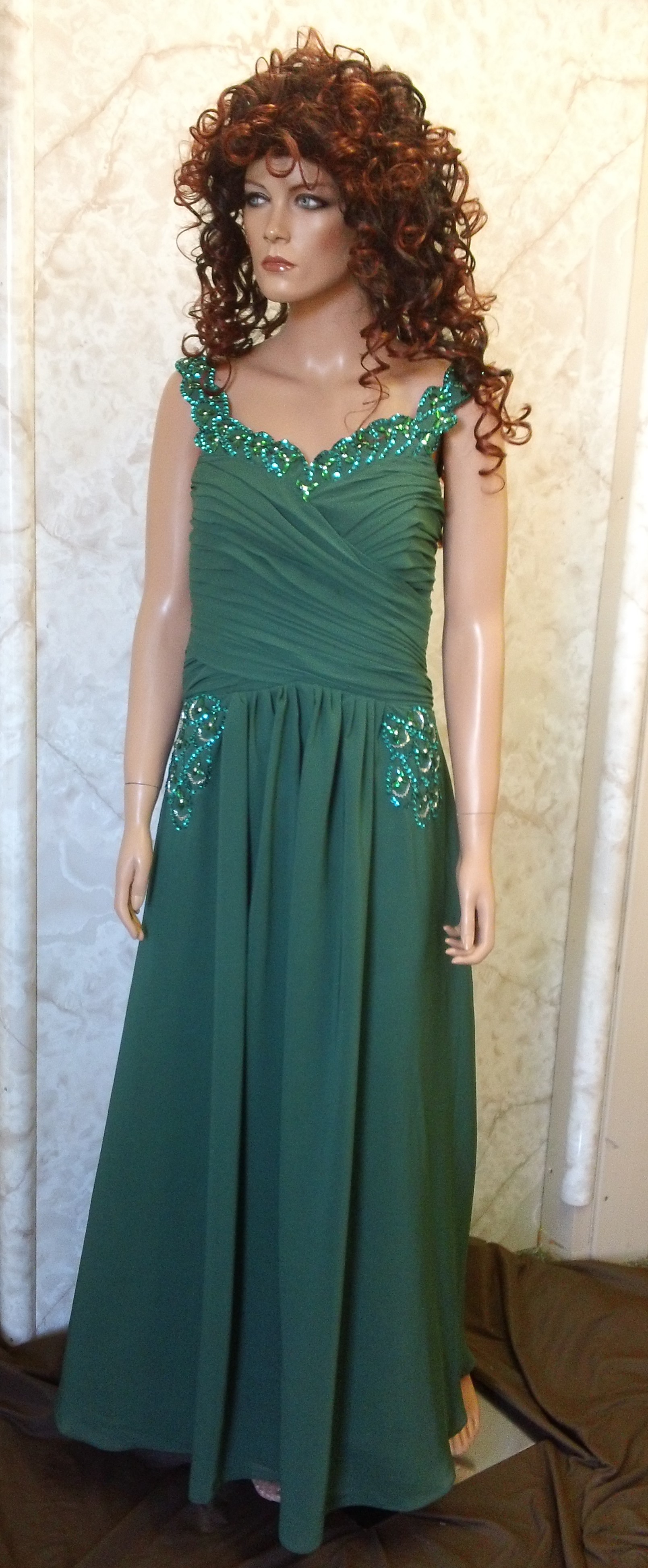 Hunter green chiffon bridesmaid dress
