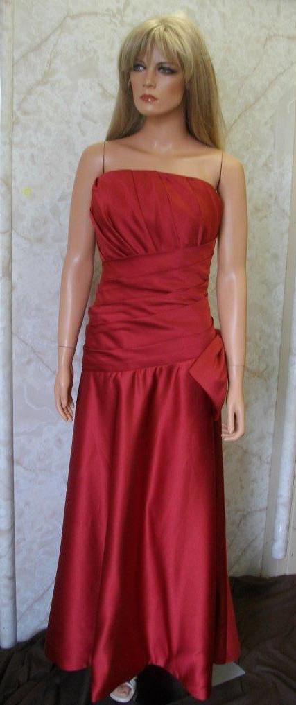 Strapless Apple Red long bridesmaid Dress