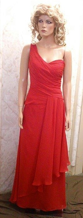 red one strap bridesmaid dress
