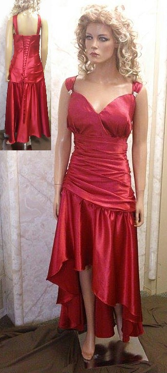 Bridesmaids red ruched high low dress