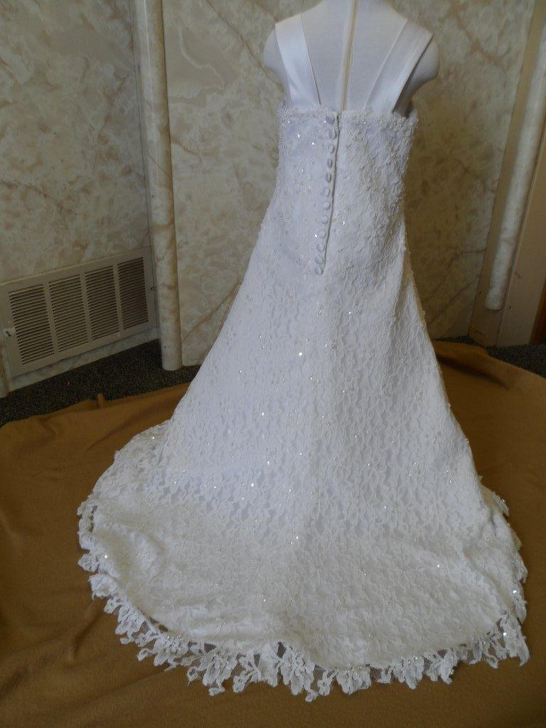 Faux pearl beaded lace miniature bridal gown