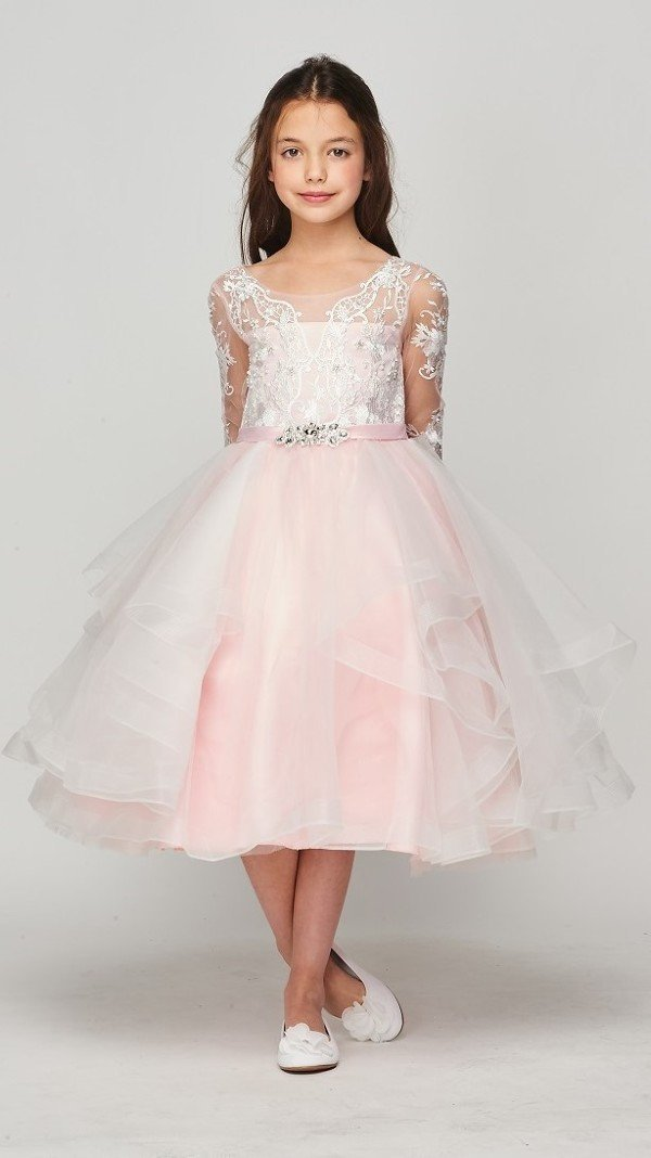 ekidsbridal Lace Organza Junior Flower Girl Dress Special Occasion Christening Dress 186F 