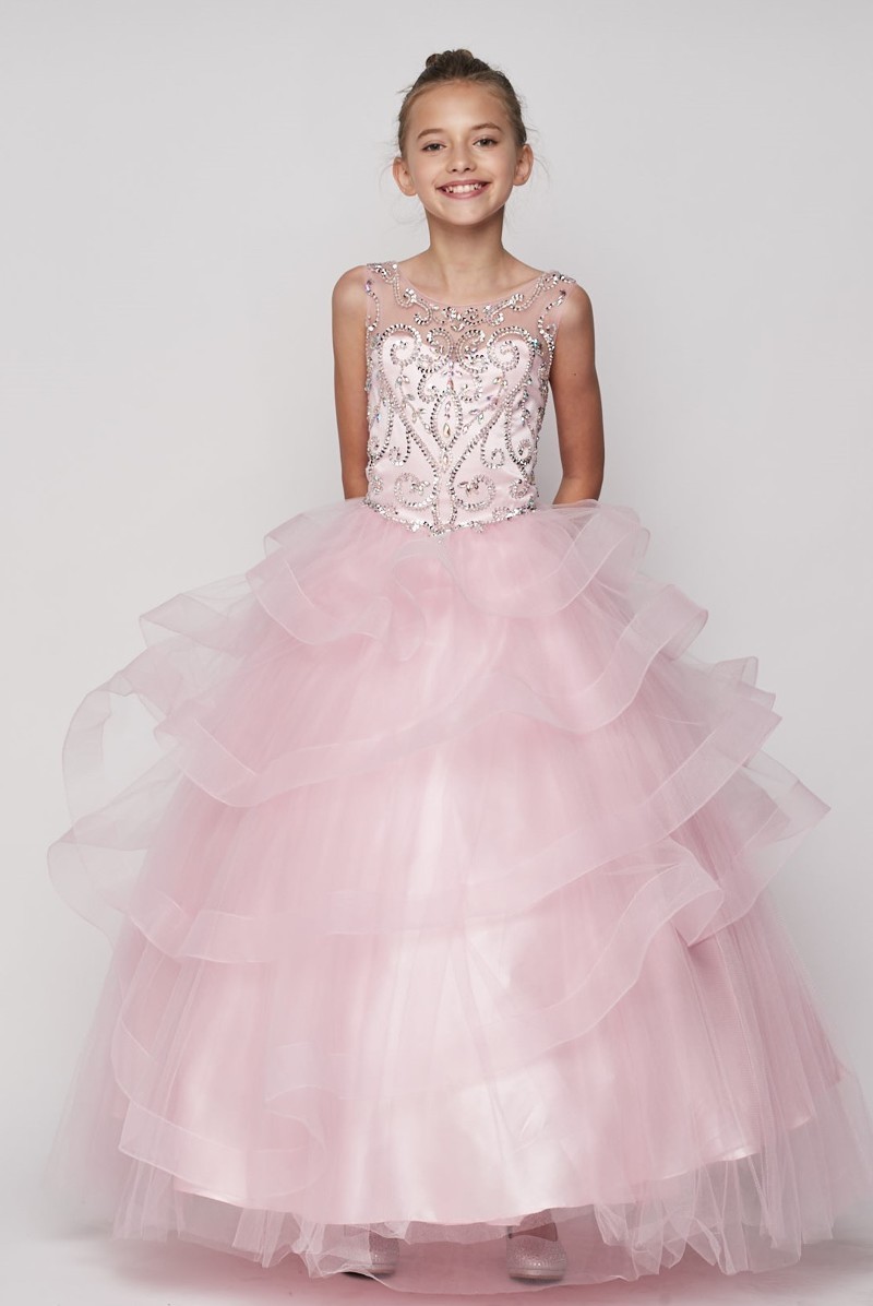 girls pink pageant dress