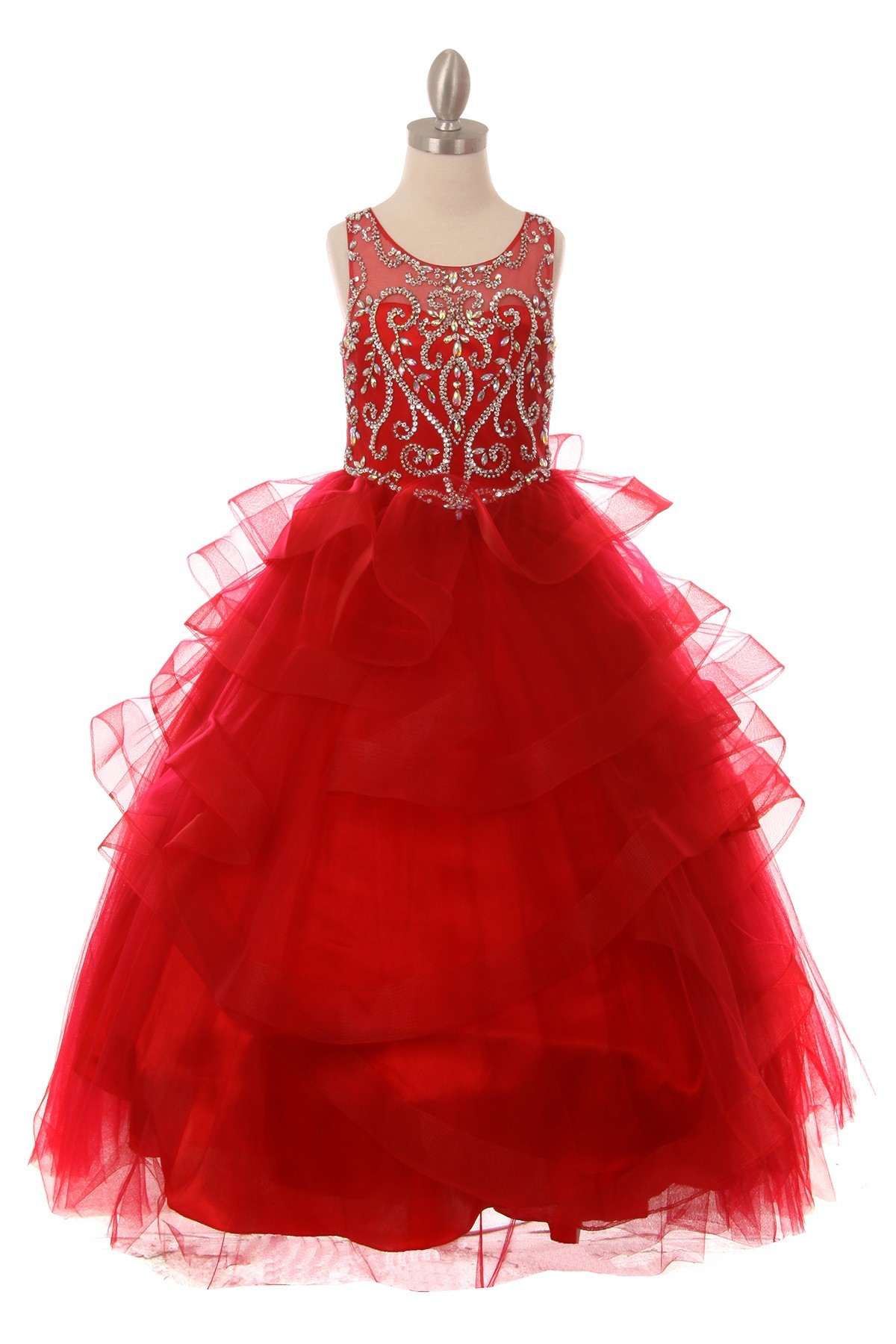 girls red pageant dress