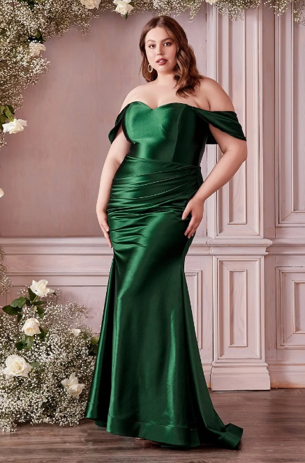 emerald off the shoulder dress