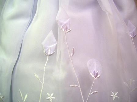white dress with embroidered stems &  flowers