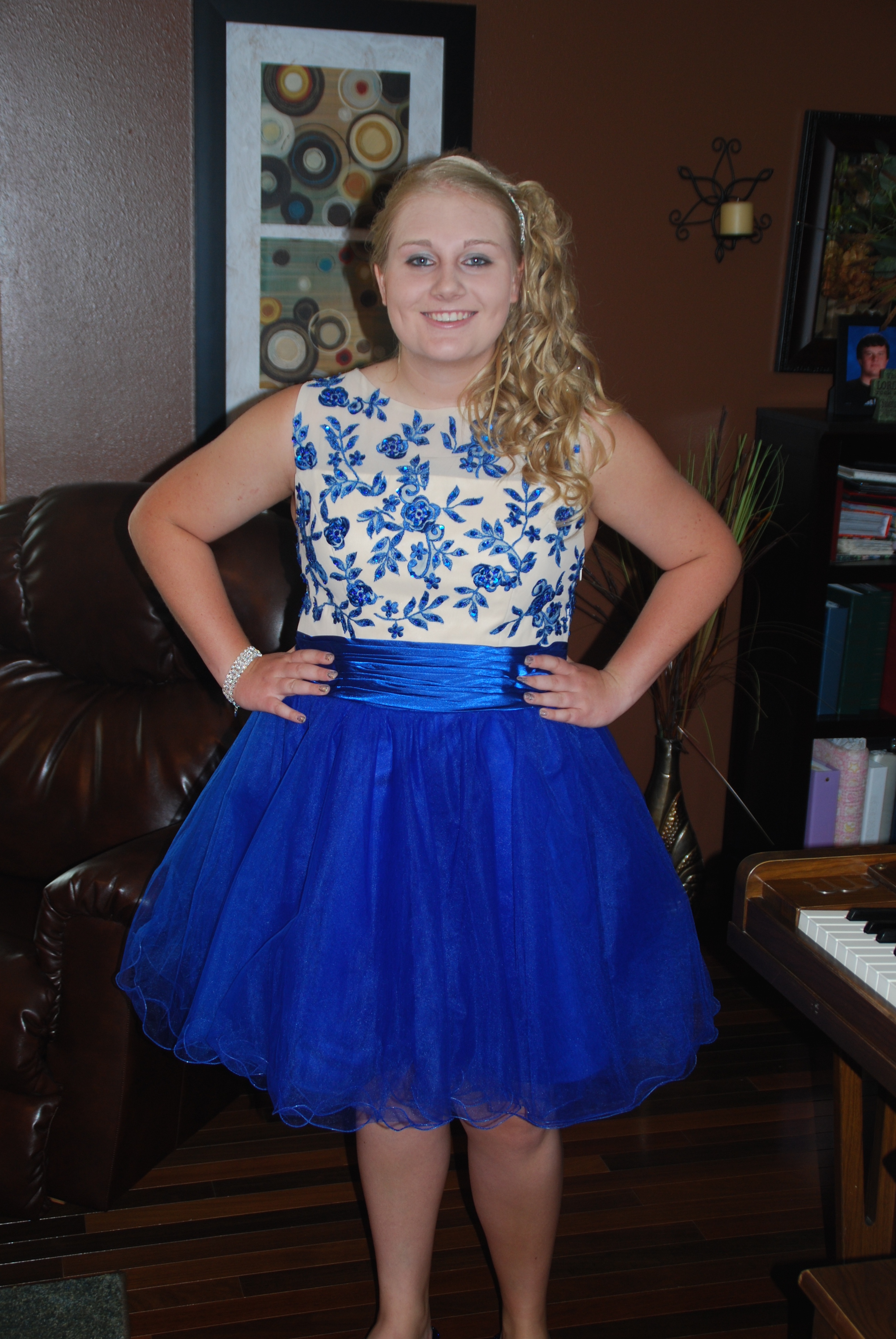 bright blue beaded dress