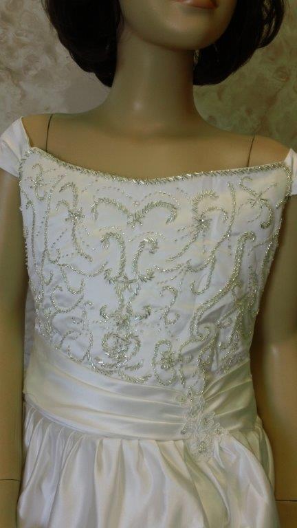 ivory bridal gown with pickup skirt
