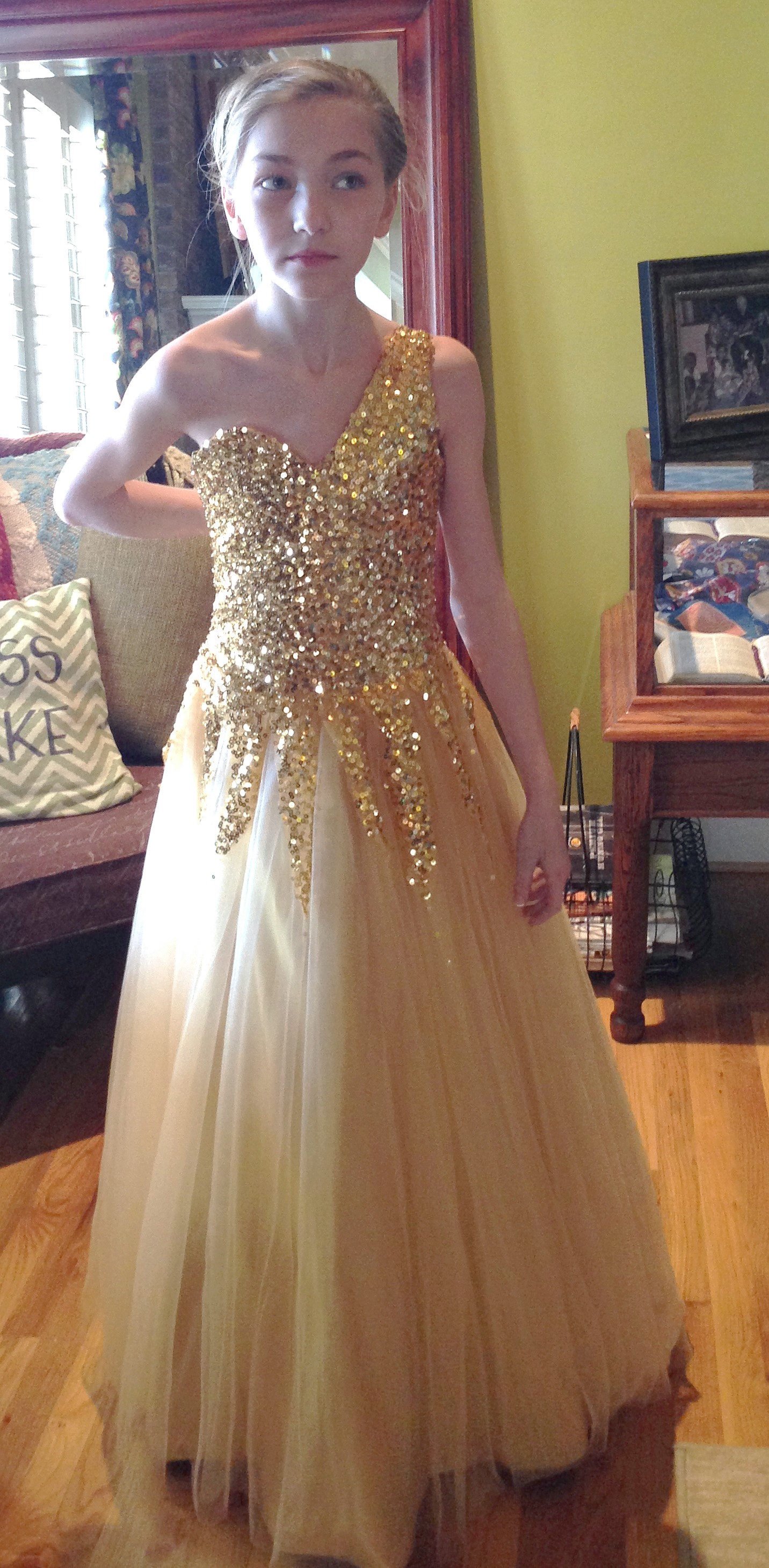 Girls pageant dresses. One shoulder sequined pageant dresses.