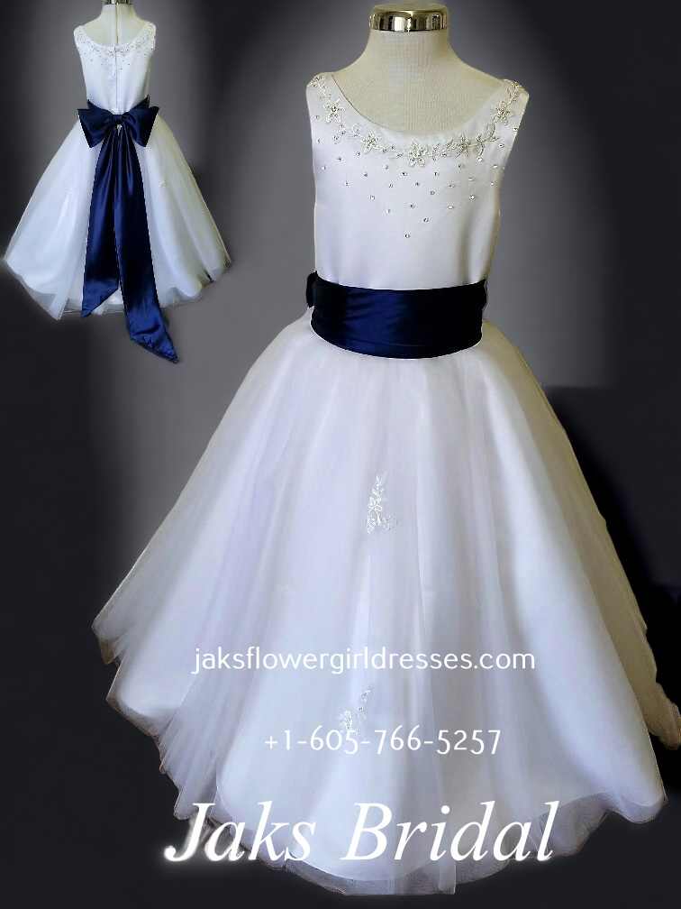 white dresses for girls  with blue sash