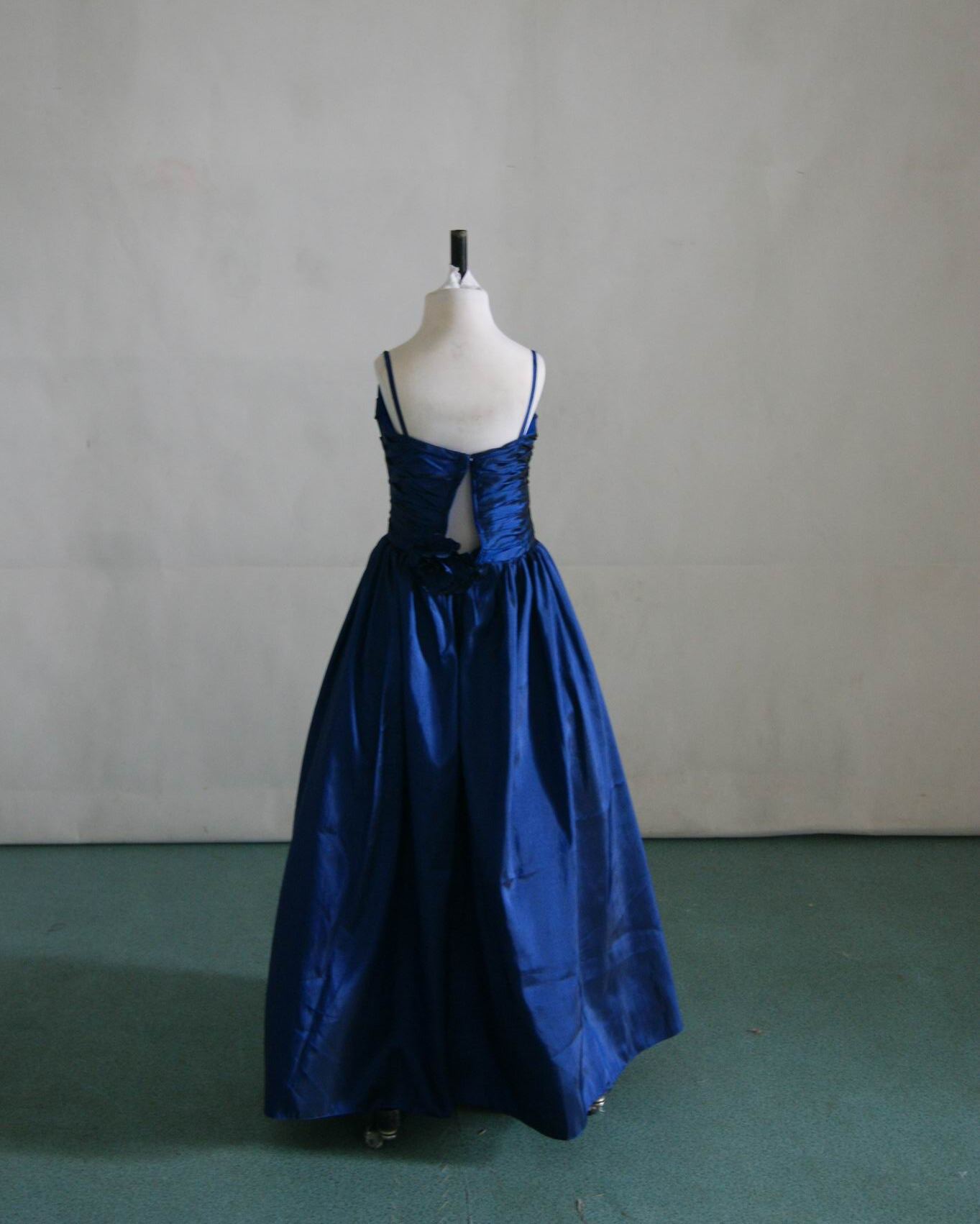Blue taffeta flower girl dress