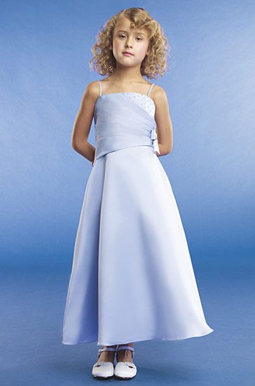 Long blue junior bridesmaid dresses