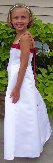 white and apple red junior dress
